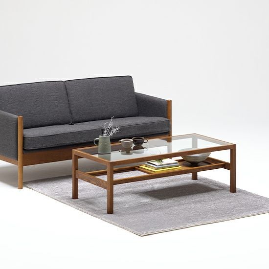 Glass Top Table +Sliding Tray［ガラストップ テーブル］｜ロー