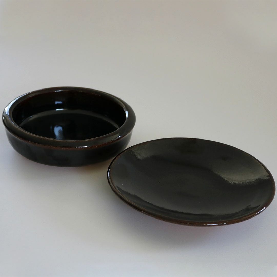 陶器製 小型工芸品 茶色と黒のグラデーション アメ釉グラタン皿（5寸・6寸）｜土楽窯 - graf