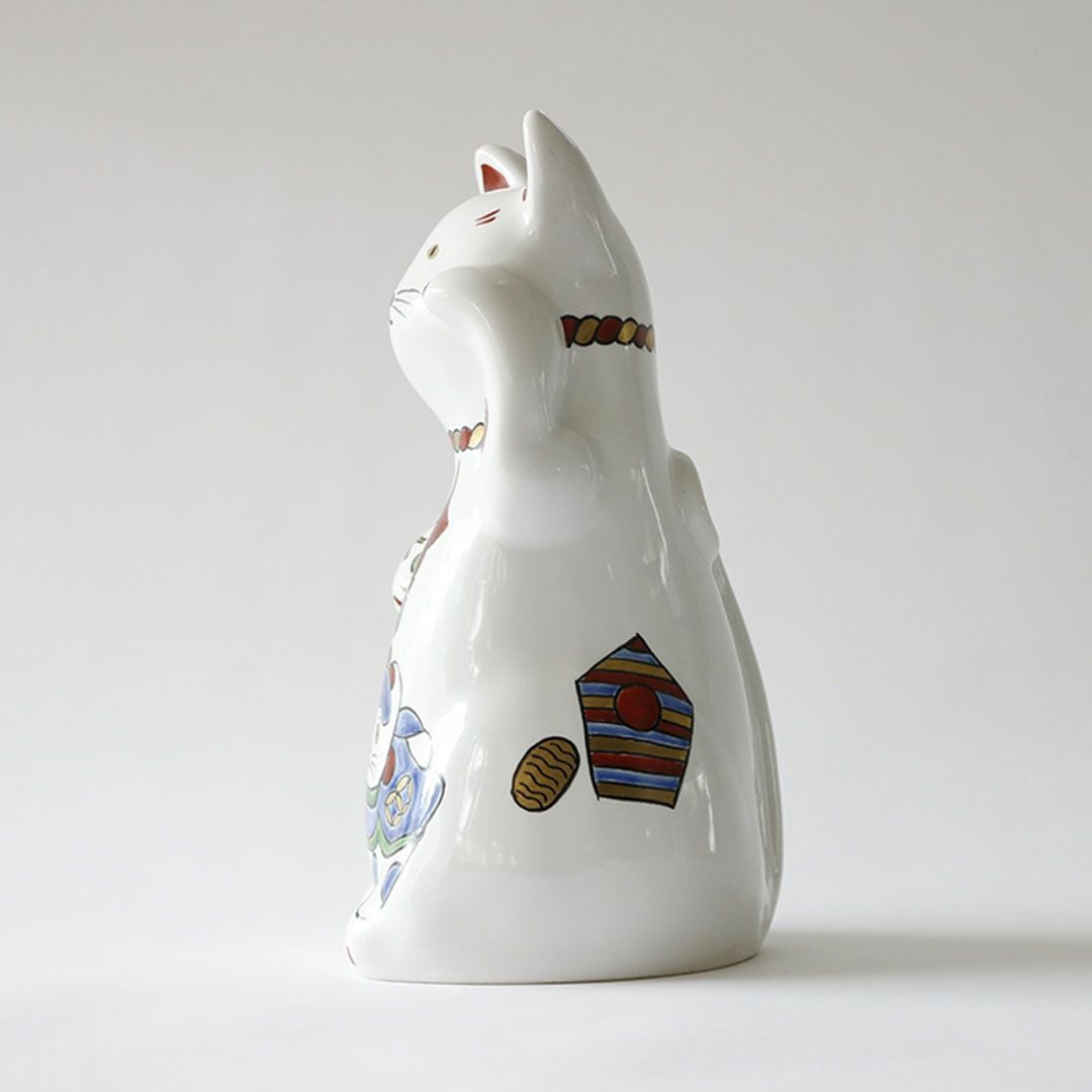 仁清 招き福ねこ （大） 玩具紋｜招き猫・オブジェ｜京都徳力版画館